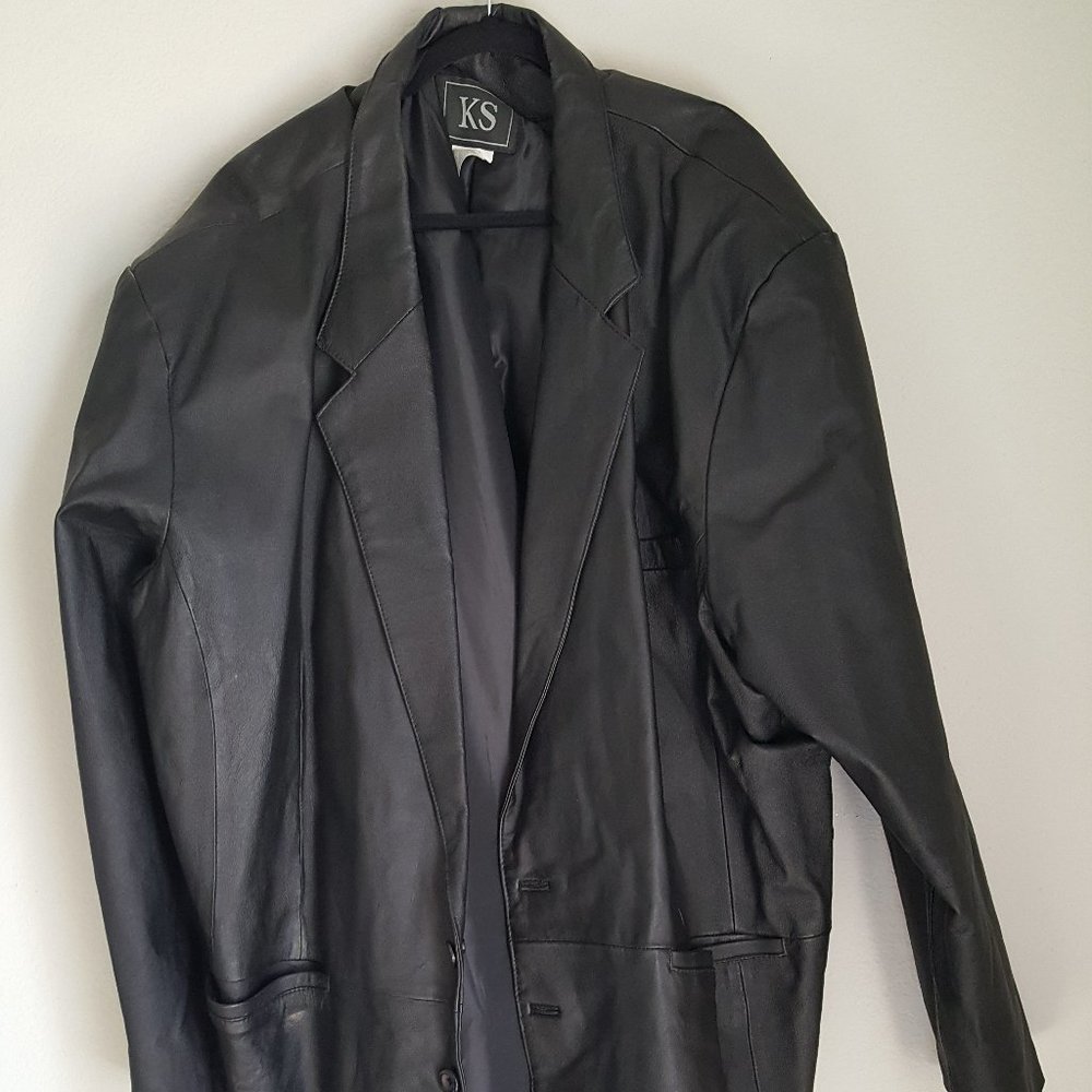 Men's LEATHER JACKET BLAZER COAT Sz 5XLT Lined KS NEW